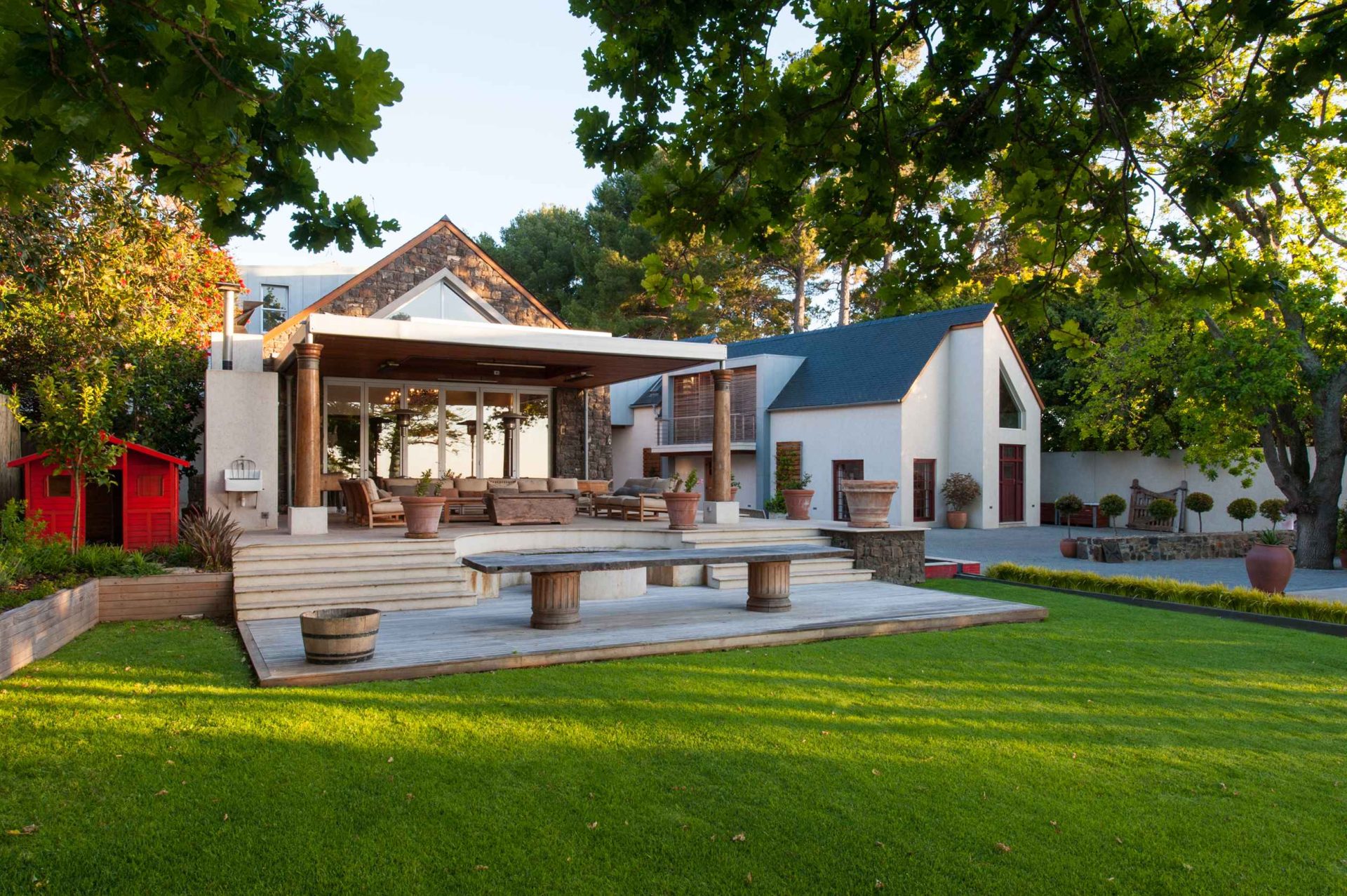 Beautiful house in the winelands of south africa, built with stone yet still modern and contemporary